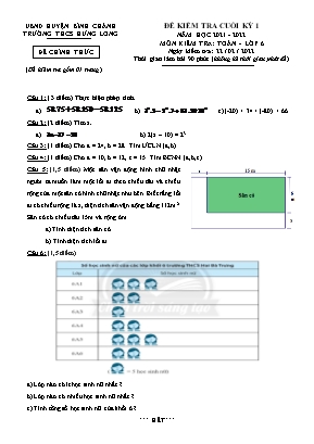 Đề kiểm tra cuối học kì 1 Toán Lớp 6 - Năm học 2021-2022 - Trường THCS Hưng Long (Có đáp án)